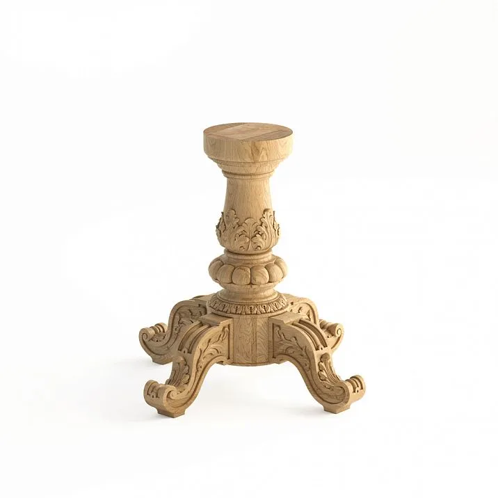 Carved Table Base STL-008 made of solid wood with four legs adorned with carved elements