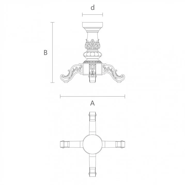 Diagram: Carved Table Base STL-008 made of solid wood