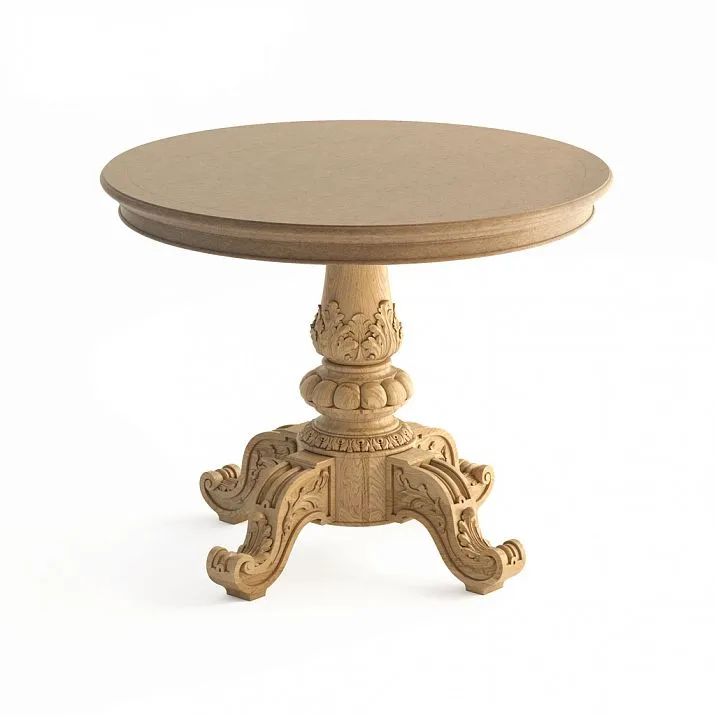 Table on the base of carved table base STL-008 made of solid wood with four legs,