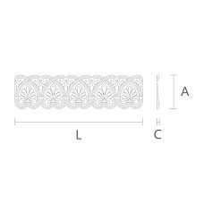 Polyurethane applique frieze KPU-064 in carved form, diagram for sizes