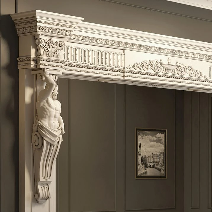 Wooden molding K-030.01 in a classic interior, decorative treatment of the opening, buy carved molding from solid wood