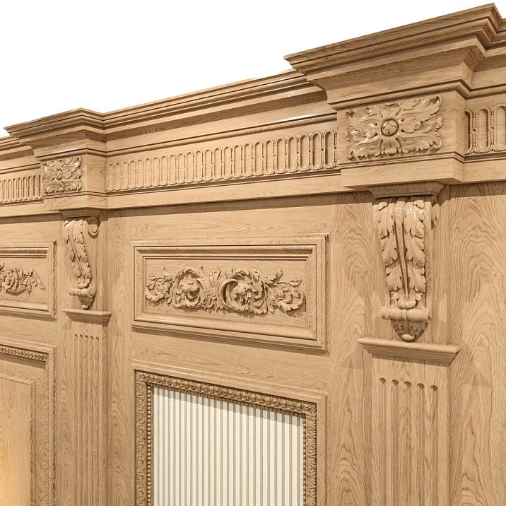 Molding products, carved molding K-046 on the wall in the interior