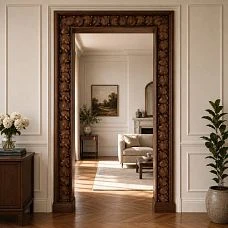 Carved wooden baguette K-059 for decorative finishing of furniture and interiors.