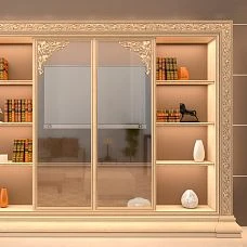 Interior decoration with carved ornament, wooden carved molding for interior
