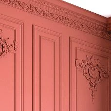 Carved molding from beech and oak for ceiling photo