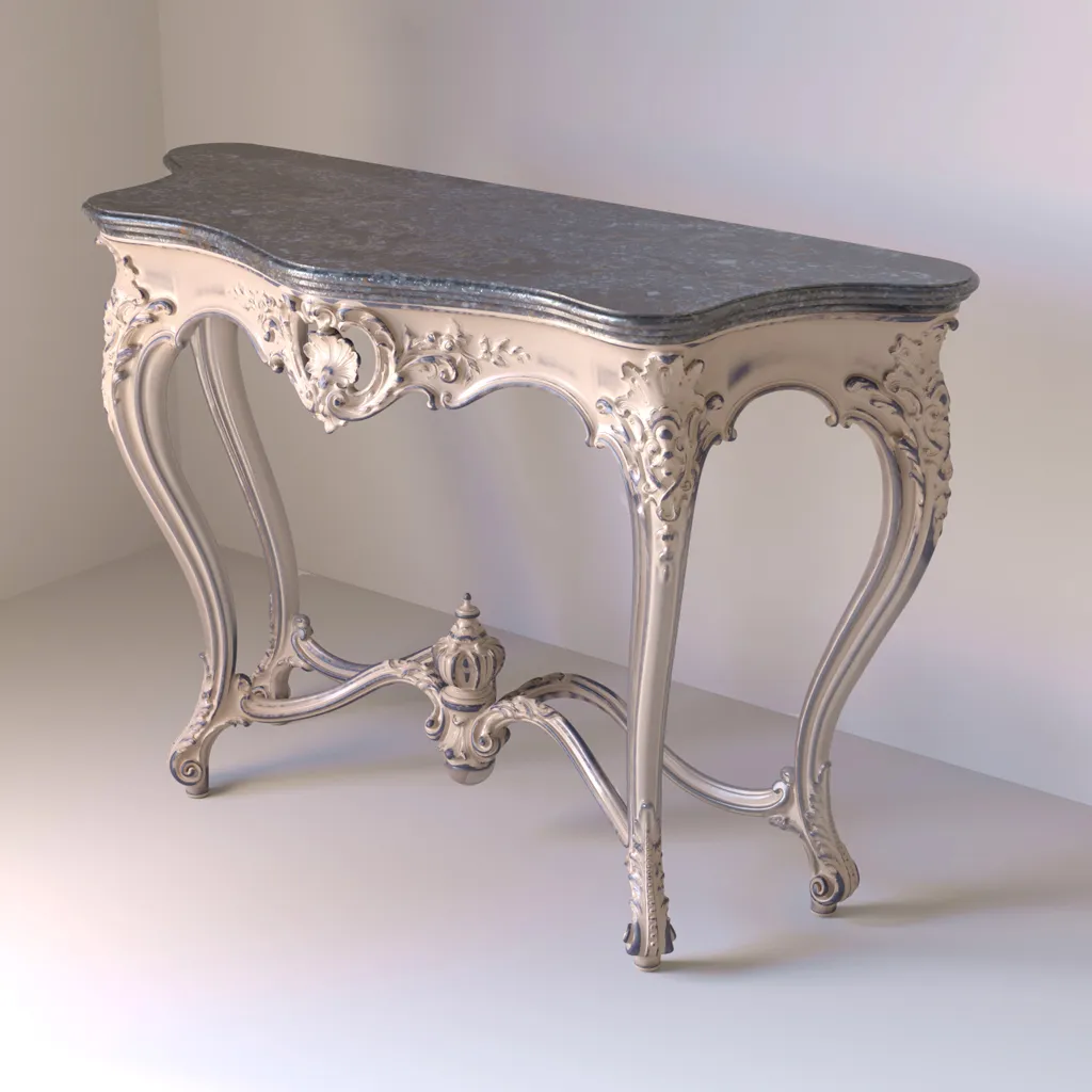 STL-015 console pedestal made of solid wood with tabletop