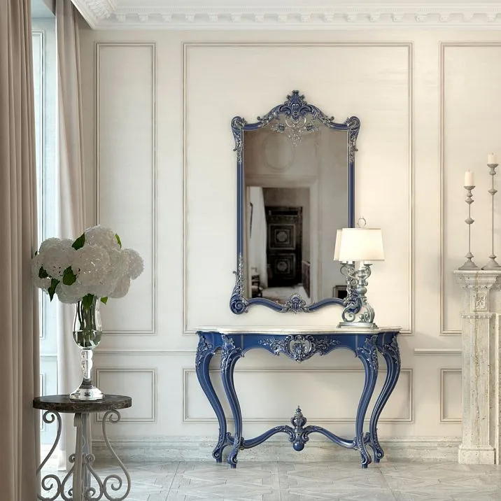 Painted STL-015 pedestal for table made of solid wood