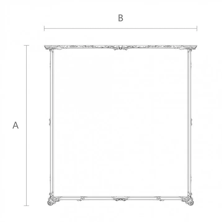 Drawing with dimensions of carved bed frame KRVT-001-1-1 made of solid wood