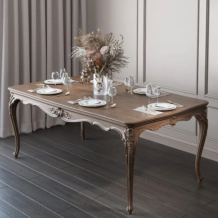 Carved frame of table STL-020, dining table in interior