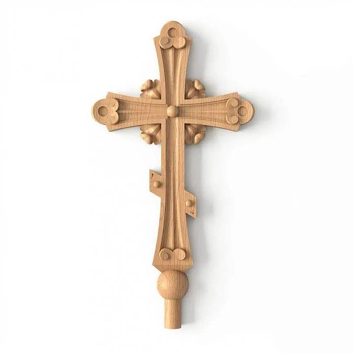 Carved cross IKN-003 from oak &mdash; Orthodox wooden cross for church decor