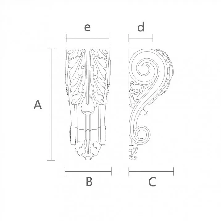 Architectural bracket KR-005 for shelves, furniture, interior