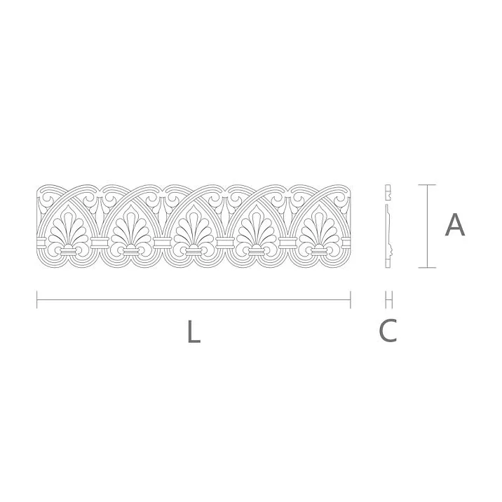 Polyurethane applique frieze KPU-064 in carved form, diagram for sizes