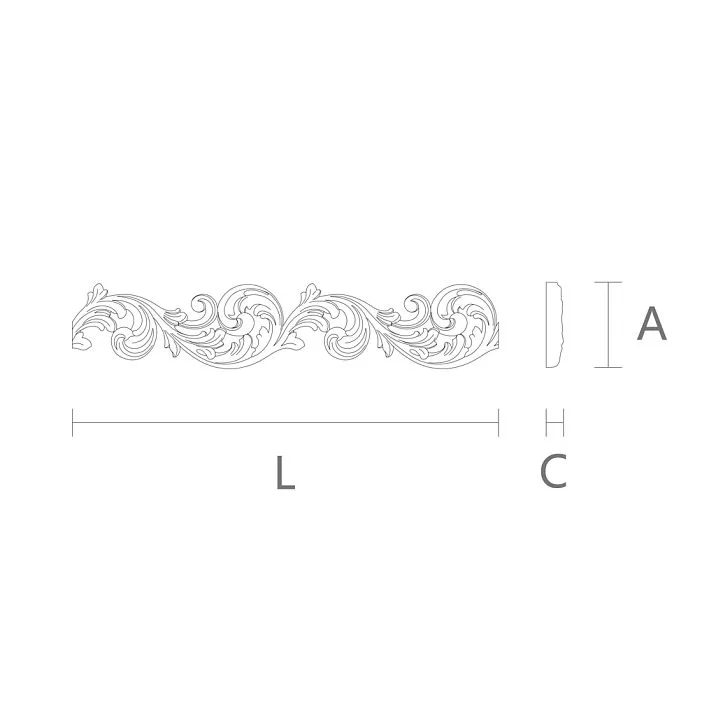 Wooden molding K-043 with luxurious carving