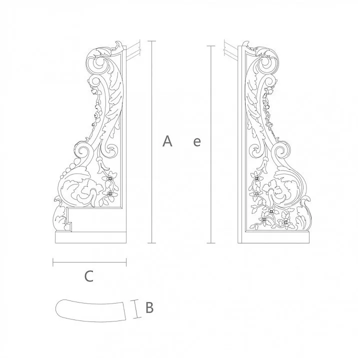 Carved wooden post drawing