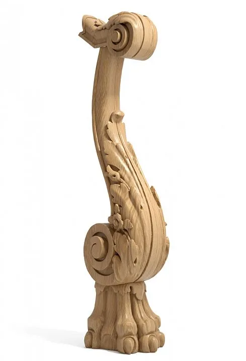 Grand carved wooden staircase post