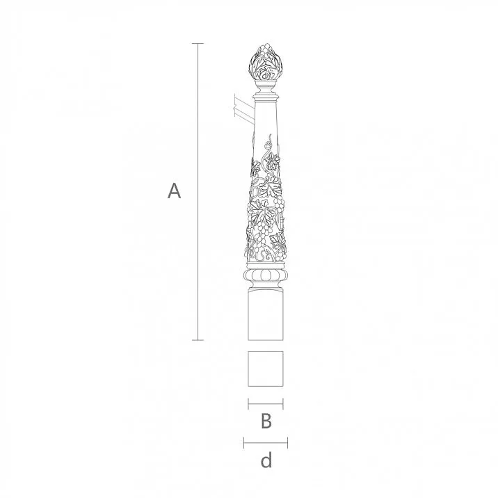 Wooden Post Drawing: Grapevine