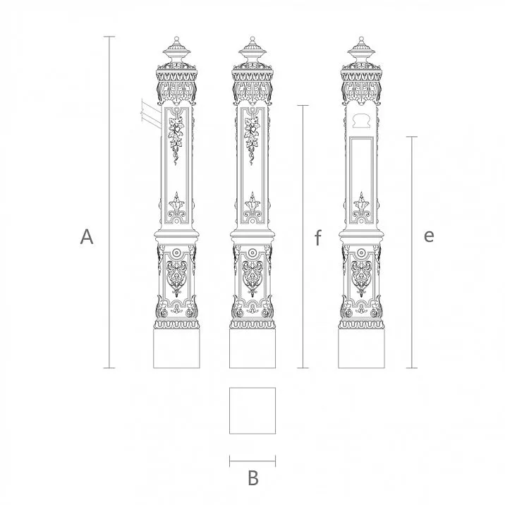Drawing of staircase support post