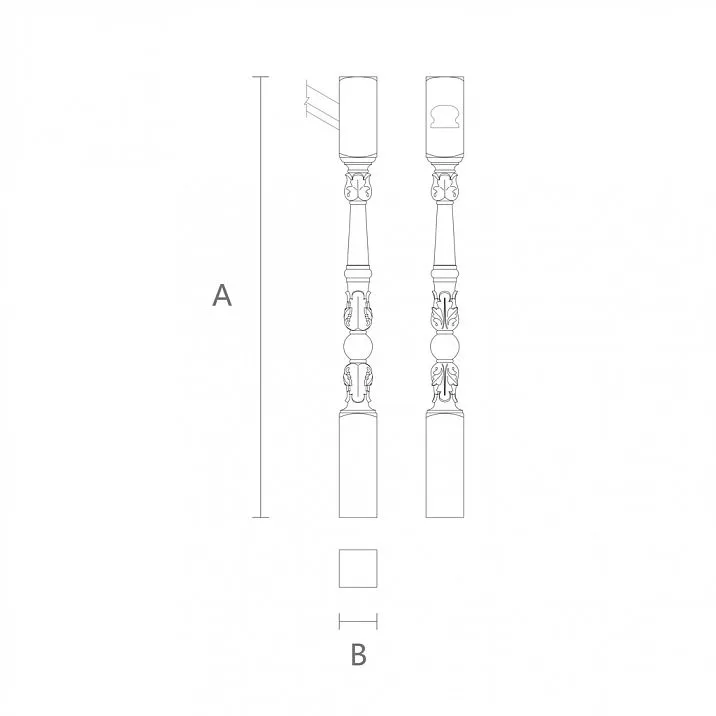 Diagram of wooden stair post