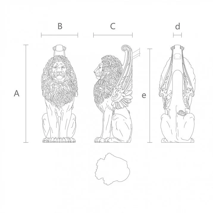 Vector drawing for grand staircase post, left