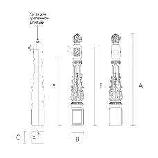 Wooden Stair Post Drawing