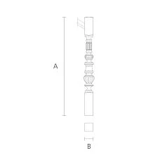 Drawing of a wooden stair post