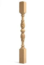 Carved oak stair post