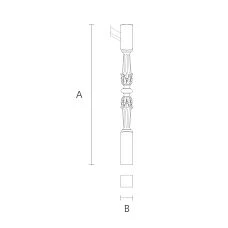 Drawing of a stair post made of beech and oak solid wood