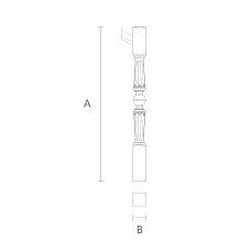 Oak post for staircase, drawing