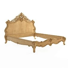 Carved bed frame KRVT-001-1-1 made of solid oak and beech wood