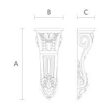 Carved bracket KR.VRS-013 &ndash; elegant wooden element drawing