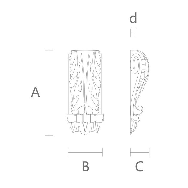 Buy decorative shelf brackets in Moscow, polyurethane overlay drawing