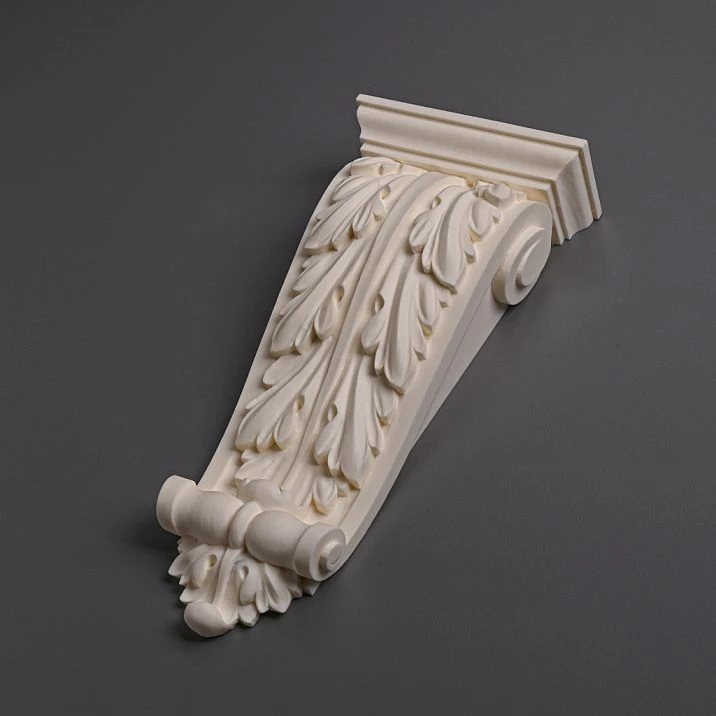 Polyurethane carved bracket KRPU-033 side view, for wall, decorative molding