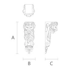Carved bracket from polyurethane KRPU-034, exclusive wall decoration with a lion's head