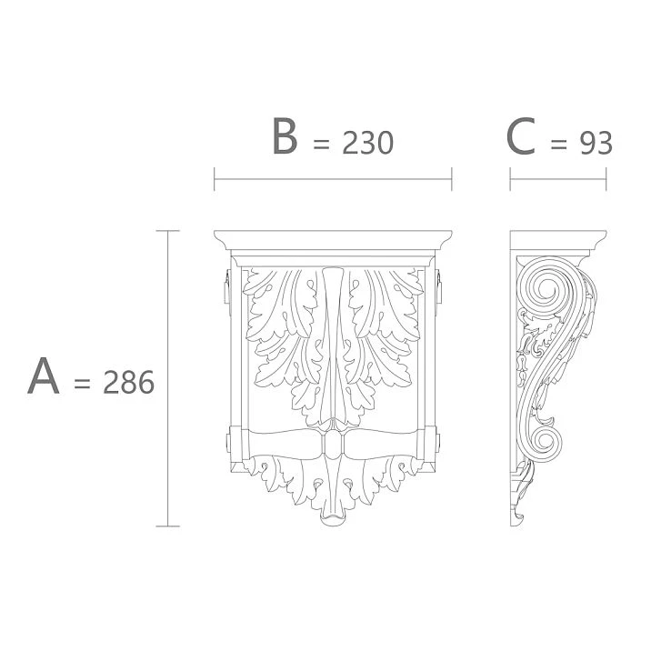 Carved polyurethane bracket KRPU-047, hanging decoration &mdash; order in Moscow