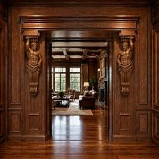 Right carved bracket KR-068R for symmetrical design of a shelf or console.