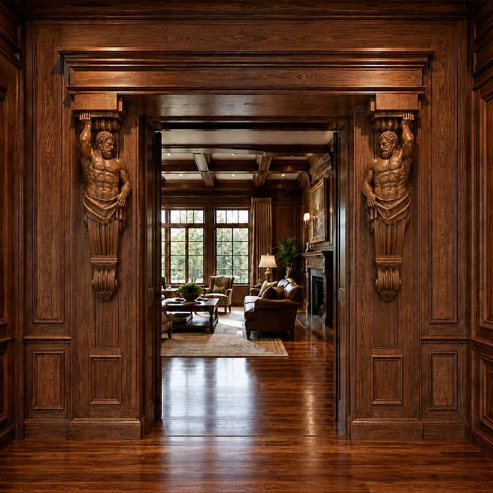 Right carved bracket KR-068R for symmetrical design of a shelf or console.