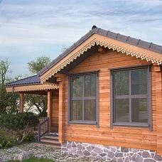 House siding with carved window trims NL-16, decor for finishing a country house