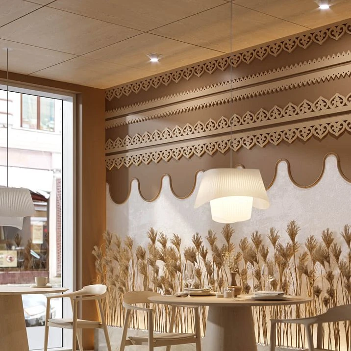 Carved casing NL-5 made of pine with traditional carving for interior decoration of door and window openings in rooms
