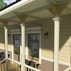 Carved Connector Element SNL-14, wooden facade decor for home photo