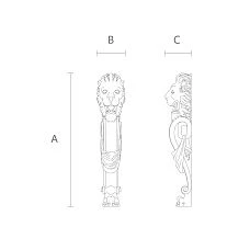 Carved wooden post with lion mask