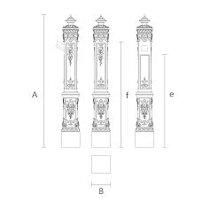 Drawing of staircase support post
