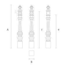 Vector drawing for a wooden post for a staircase