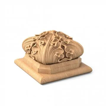 Carved Finial L-110 with Geometric and Floral Pattern