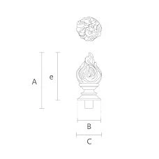 Round conical finial for post L-084 with carving drawing