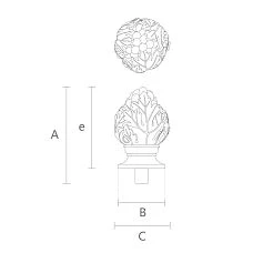 Post finial L-082 from solid oak with carved pattern drawing