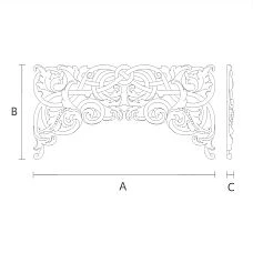 Elegant carved applique N-341 made of oak or beech &mdash; drawing