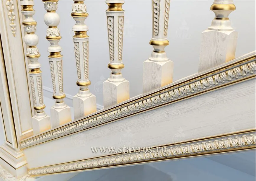 Detailed balusters with gold accents in project RLE-010
