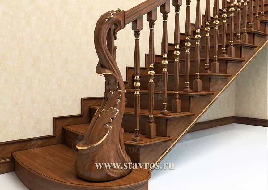Elegant newel post, handrails, and balustrade for classical interiors
