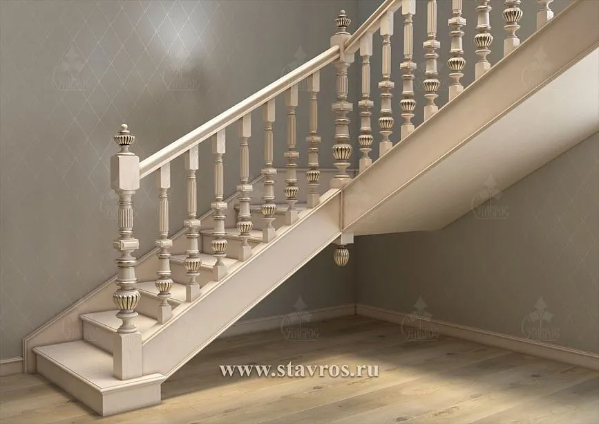 Carved balusters for solid wood staircases available for purchase in Moscow