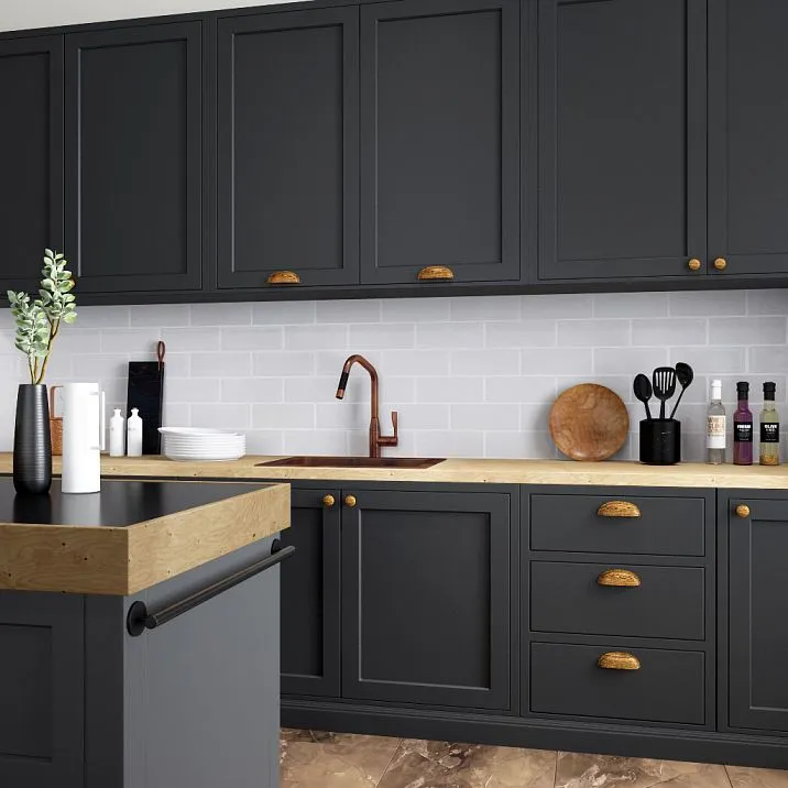 Wooden shell handles in interior photo
